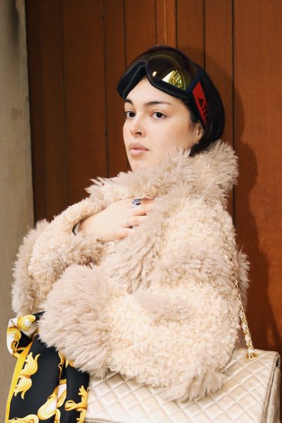 Stella McCartney Skibrille in Gold, Rot und Dunkelblau