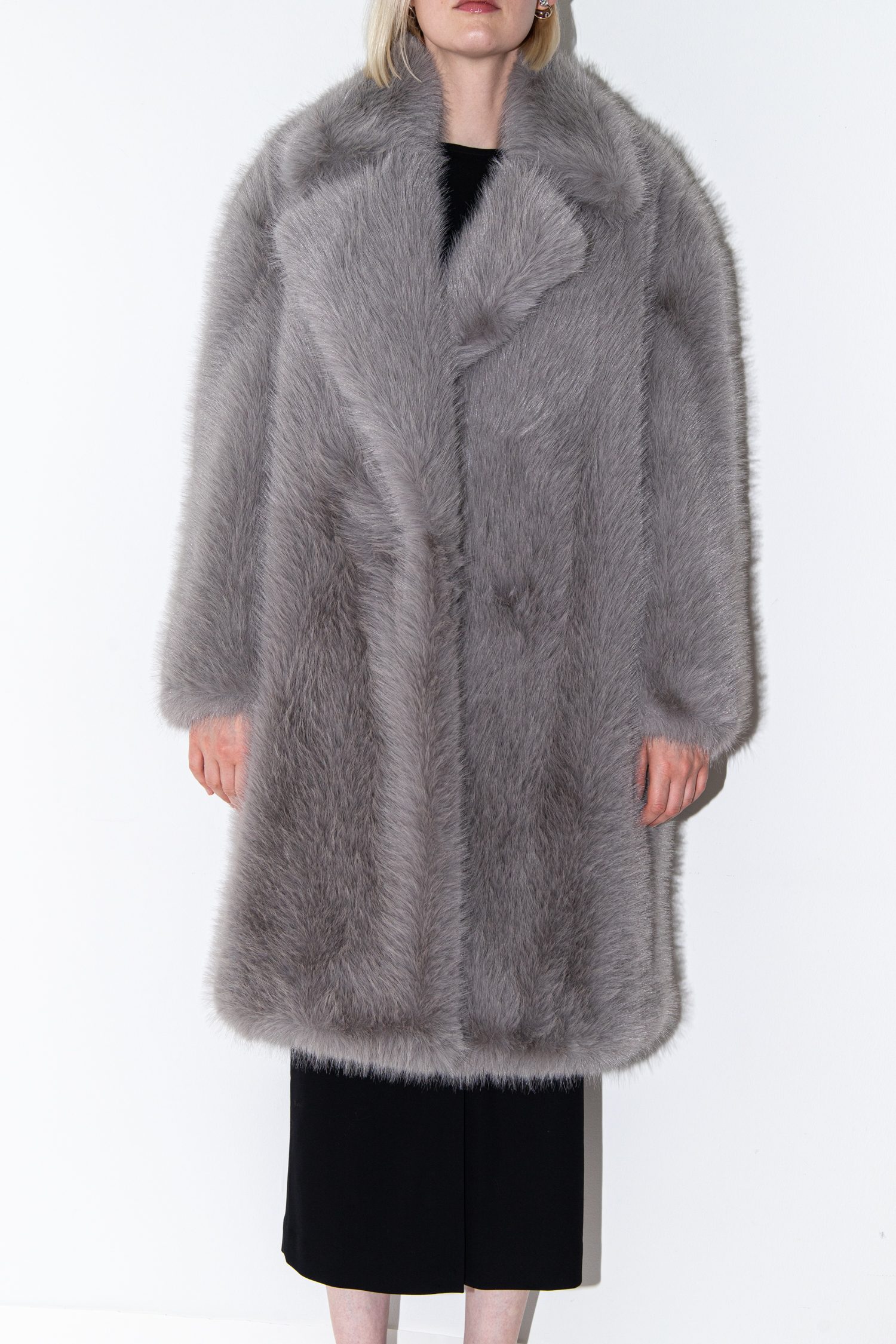 Sportmax "Manico" langer Fellmantel in Grau