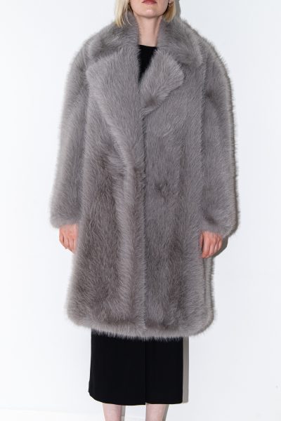 Sportmax "Manico" langer Fellmantel in Grau