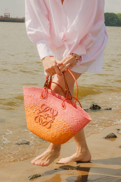 Loewe "Anagram" Shopper in Orange und Pink