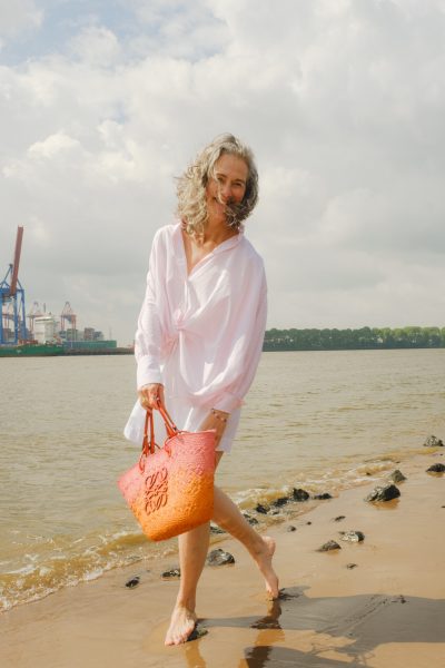 Riani gestreifte Oversized Bluse in Rosa und Weiß