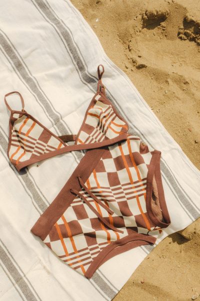 Dodo Bar Or Bikini aus Feinstrick in Beige und Braun