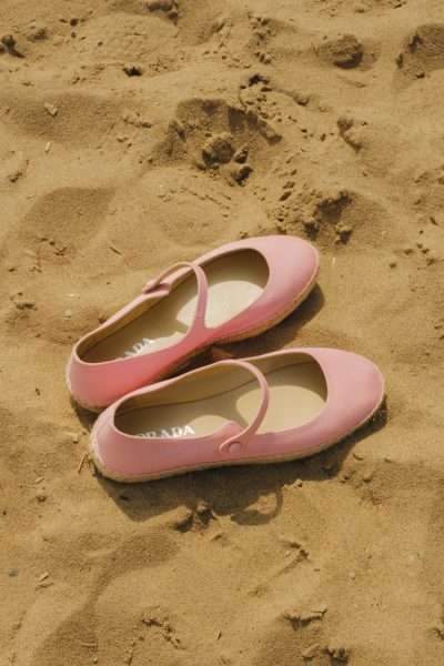 Prada Mary-Jane Espadrilles in Rosa und Natur