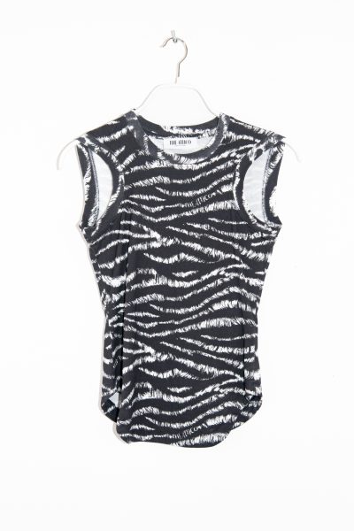 The Attico "Reese" Top mit Zebramuster in Schwarz und Weiß