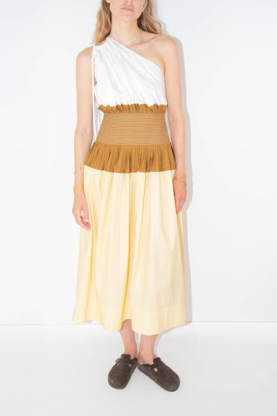 Tory Burch One-Shoulder-Maxikleid dreifarbig