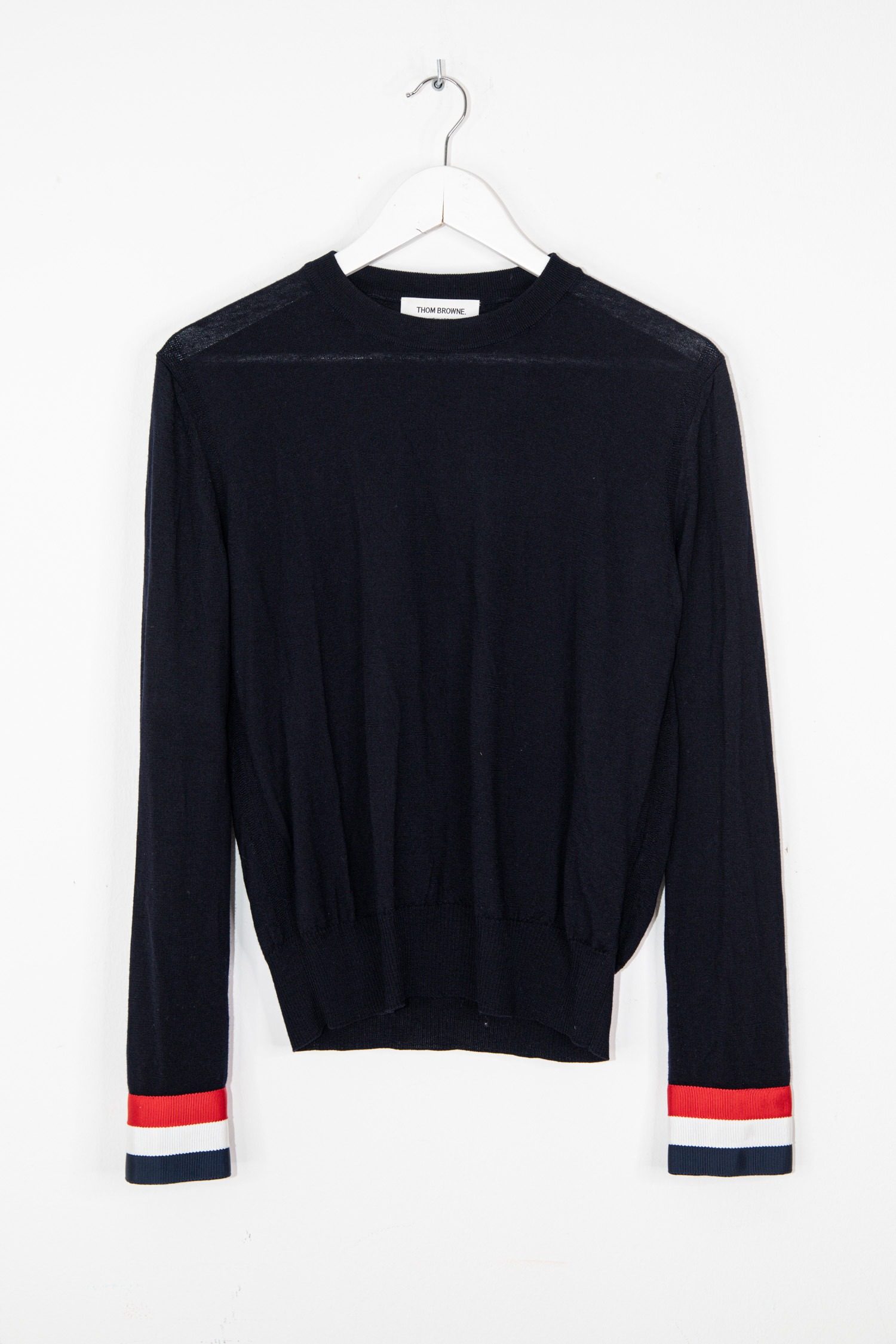 Thumbnail of http://Thom%20Browne%20Feinstrickpullover%20mit%20Streifen%20in%20Dunkelblau