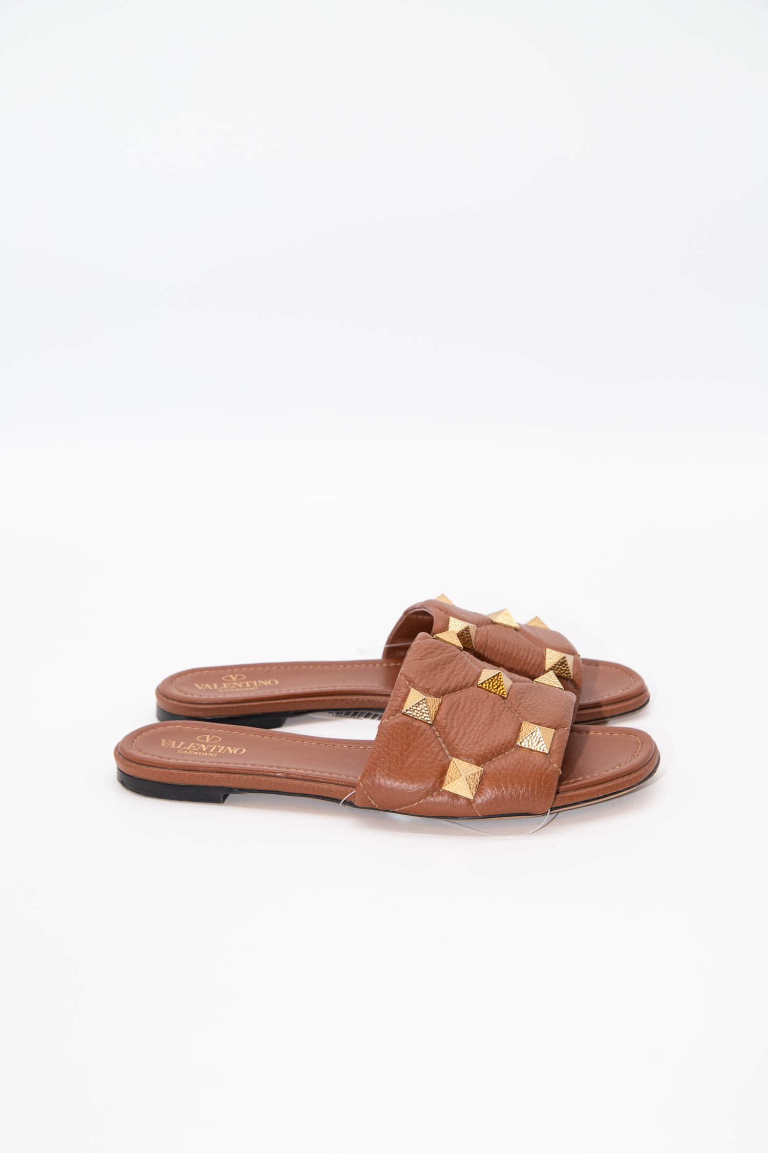 Valentino "Roman Stud" Pantoletten in Cognac