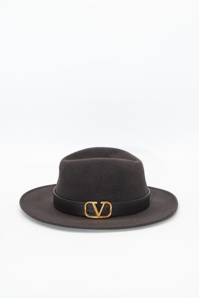 Valentino Fedora-Hut mit Logodetail in Dunkelbraun