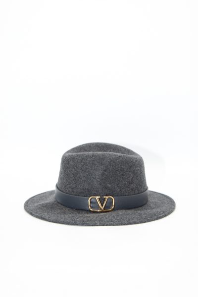 Valentino Fedora-Hut mit Logodetail in Dunkelgrau