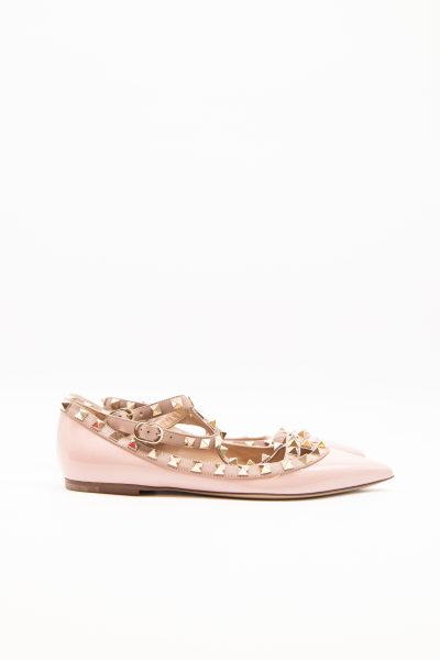 Valentino "Rockstud" Ballerina in Rosa und Gold