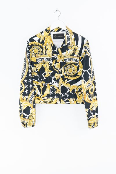 Versace Jeansjacke in Schwarz und Gold