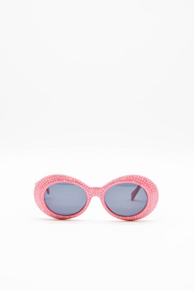 Versace ovale Sonnenbrille mit Strass in Pink