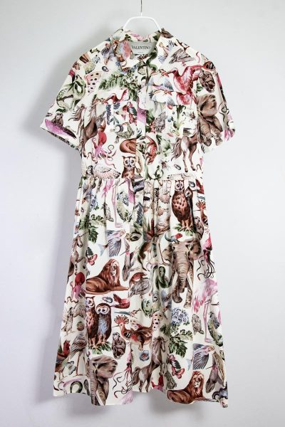Valentino Hemdblusenkleid in Midi-Länge mit Print