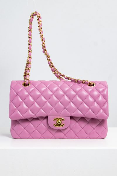 Chanel Klassische "Flap Bag" Schultertasche in rosa