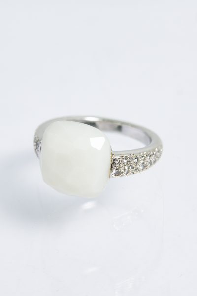 Pomellato weißgold Ring "Capri" mit Diamanten und einem Opal