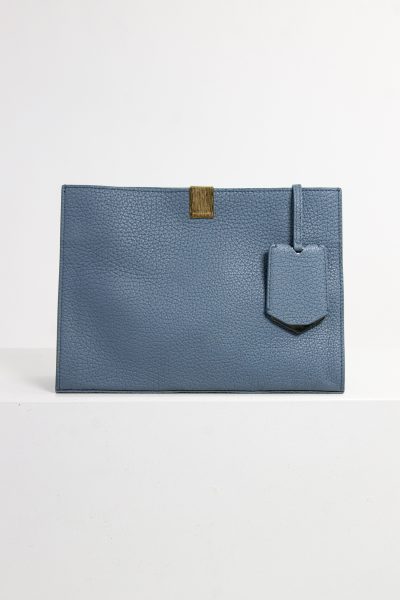 Balenciaga taubenblaue Leder-Clutch