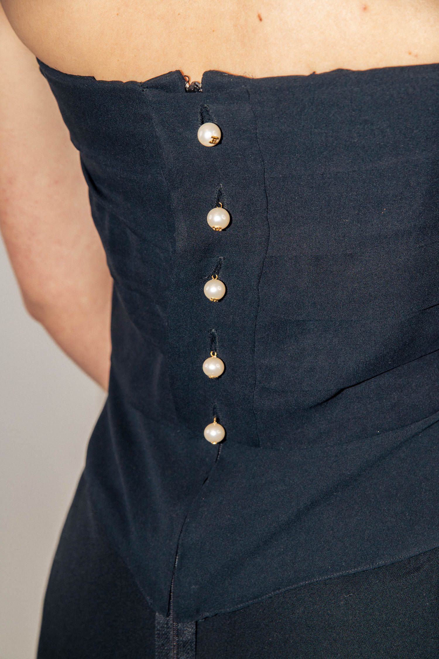 Vintage Chanel Korsetttop mit Perlen in Schwarz