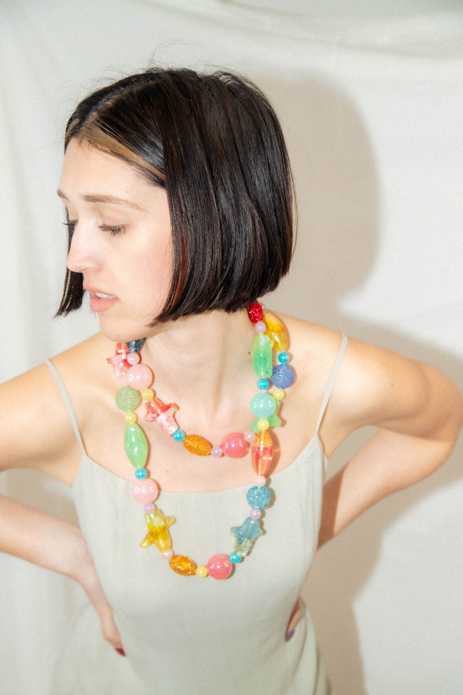 Chanel Vintage Halskette aus verschiedenen Gliedern pastellfarbend