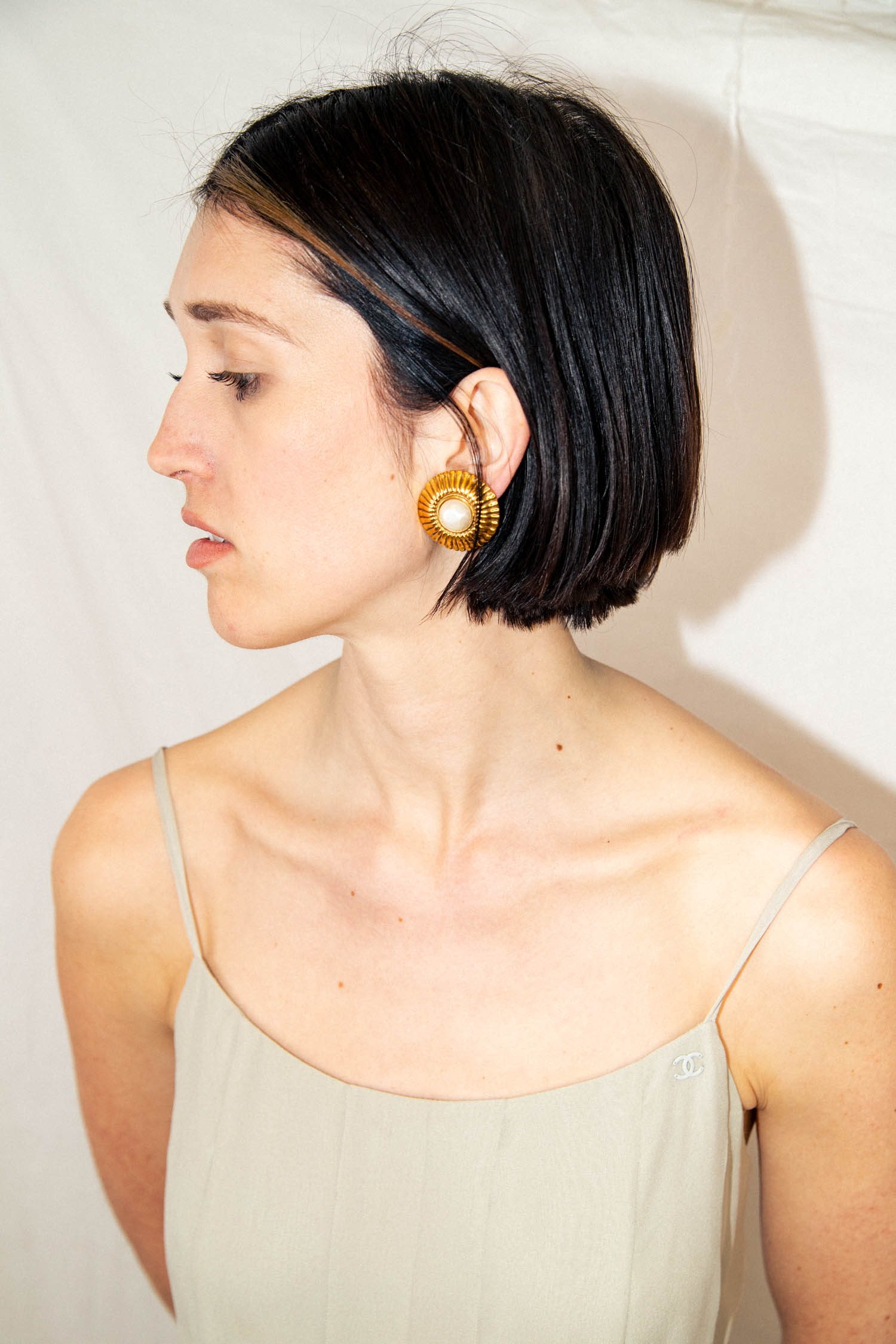 Vintage Chanel Ohrclips mit Perlendetail