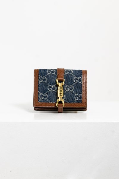 Gucci "Denim Jackie 1961 Wallet" mit Lederbesatz