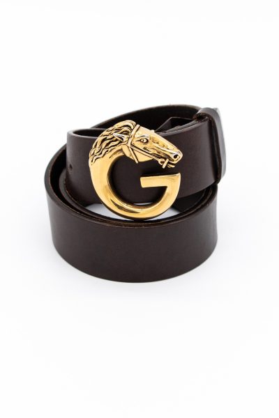 Gucci Gürtel mit Pferde-Schnalle in Dunkelbraun