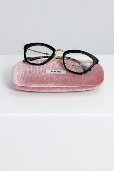 Miu-Miu Cat-Eye Brille mit goldenem Metallrahmen