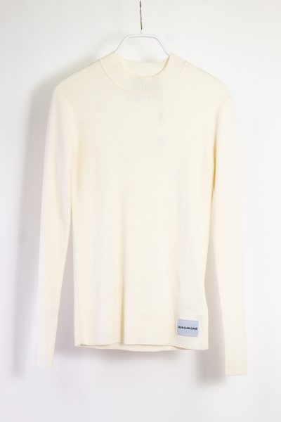 Calvin Klein Jeans Rippstrick-Pullover in creme