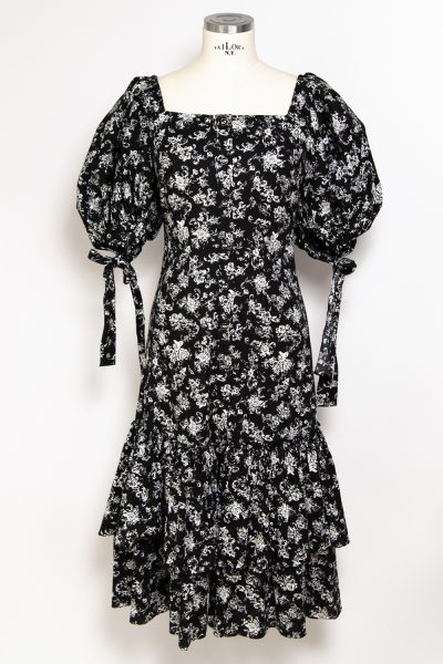 Caroline Constas Kleid mit floralem Muster in Schwarz und Weiß