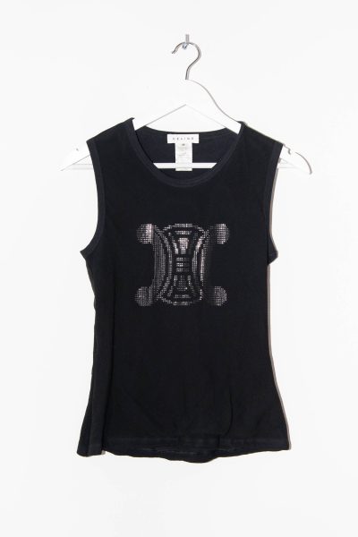 Celine Tanktop mit Logo in Schwarz