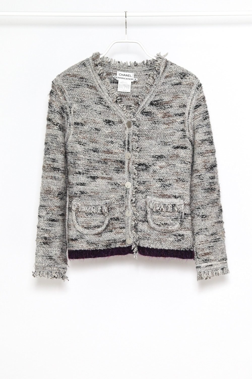 Chanel Strickjacke in Grau meliert