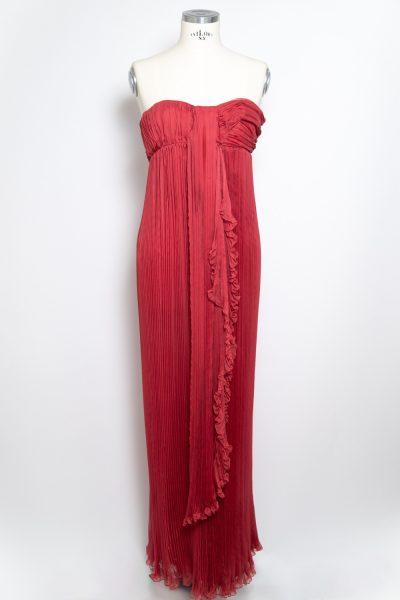 Christian Dior Abendkleid mit Plisseefalten in Rot