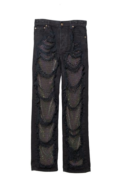 Darkpark Jeanshose mit Mesh und Glitzer in Schwarz