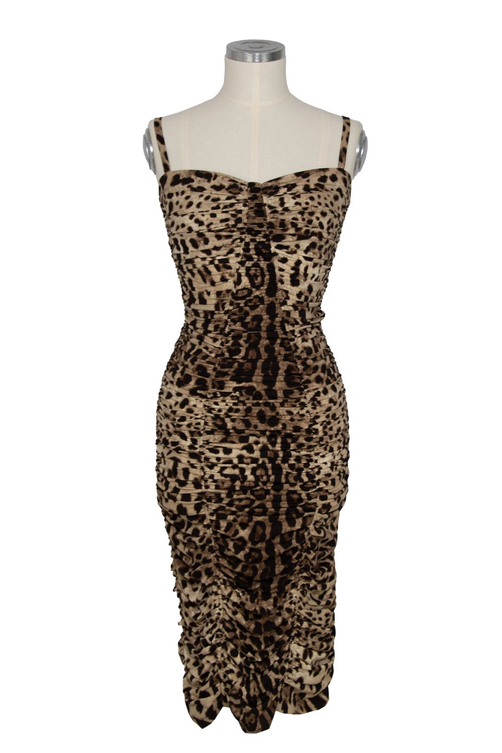 Dolce und Gabbana Trägerkleid mit Leopardenmusterung