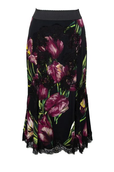Dolce & Gabbana Midirock mit floralem Print in Schwarz