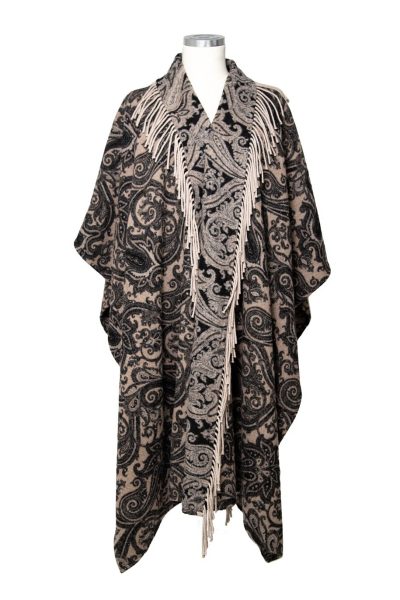 Etro Cape mit Fransen in Paisley-Muster in Beige