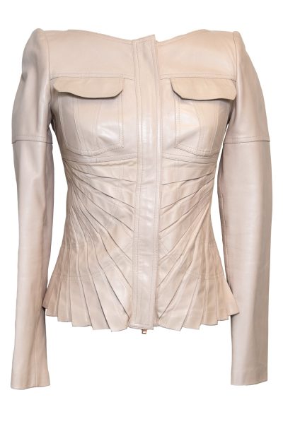 Gucci Vintage Lederjacke in Beige