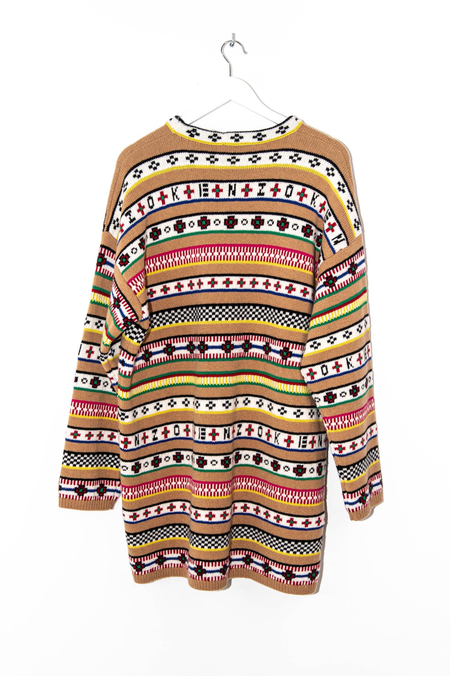 Kenzo kurzes Strickkleid mit langen Ärmeln in Camel