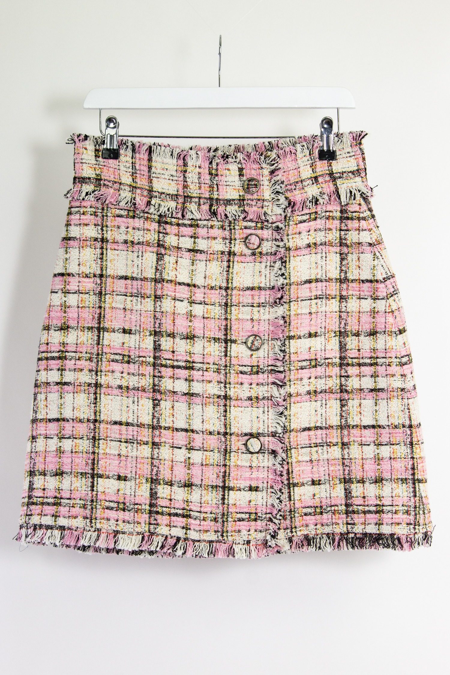 Thumbnail of http://MSGM%20Bouclé%20Rock%20mit%20Fransenkante%20und%20asymmetrischer%20Knopfleiste