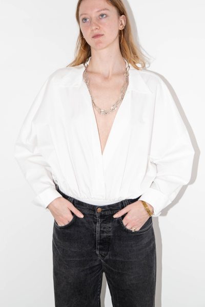 Norma Kamali "Super OS BF NK Bodysuit" in Weiß