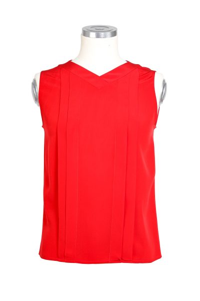 Vintage Chanel Bluse mit Plisseefalten in Rot