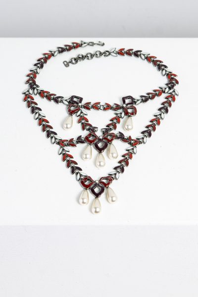 Christian Dior Halskette mit Schleifen und Perlentropfen