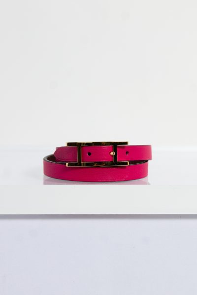 Hermès Armband "Behapi Double Tour" in pink mit goldener Schnalle
