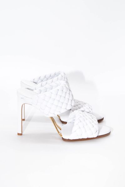 Bottega Veneta "Lido" Sandaletten in Weiß und Gold