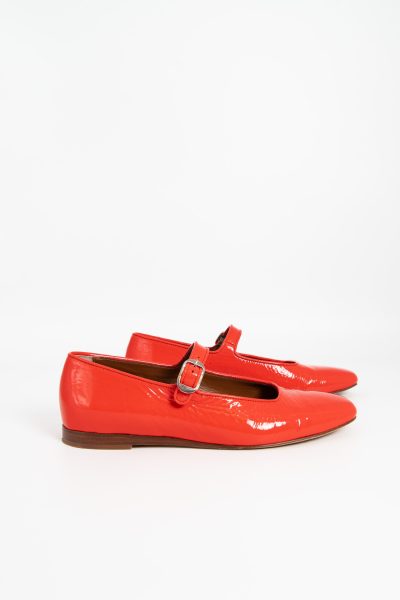 Le Monde Béryl Mary-Jane-Ballerinas aus Lackleder in Rot