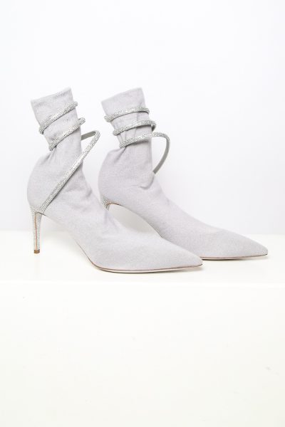 Rene Caovilla "Cleo Embellished" Socken-Heels in Grau