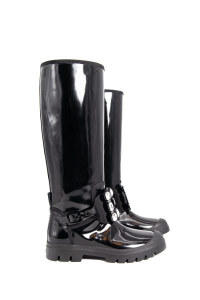 Roger Vivier hohe Stiefel mit Kristallschnalle