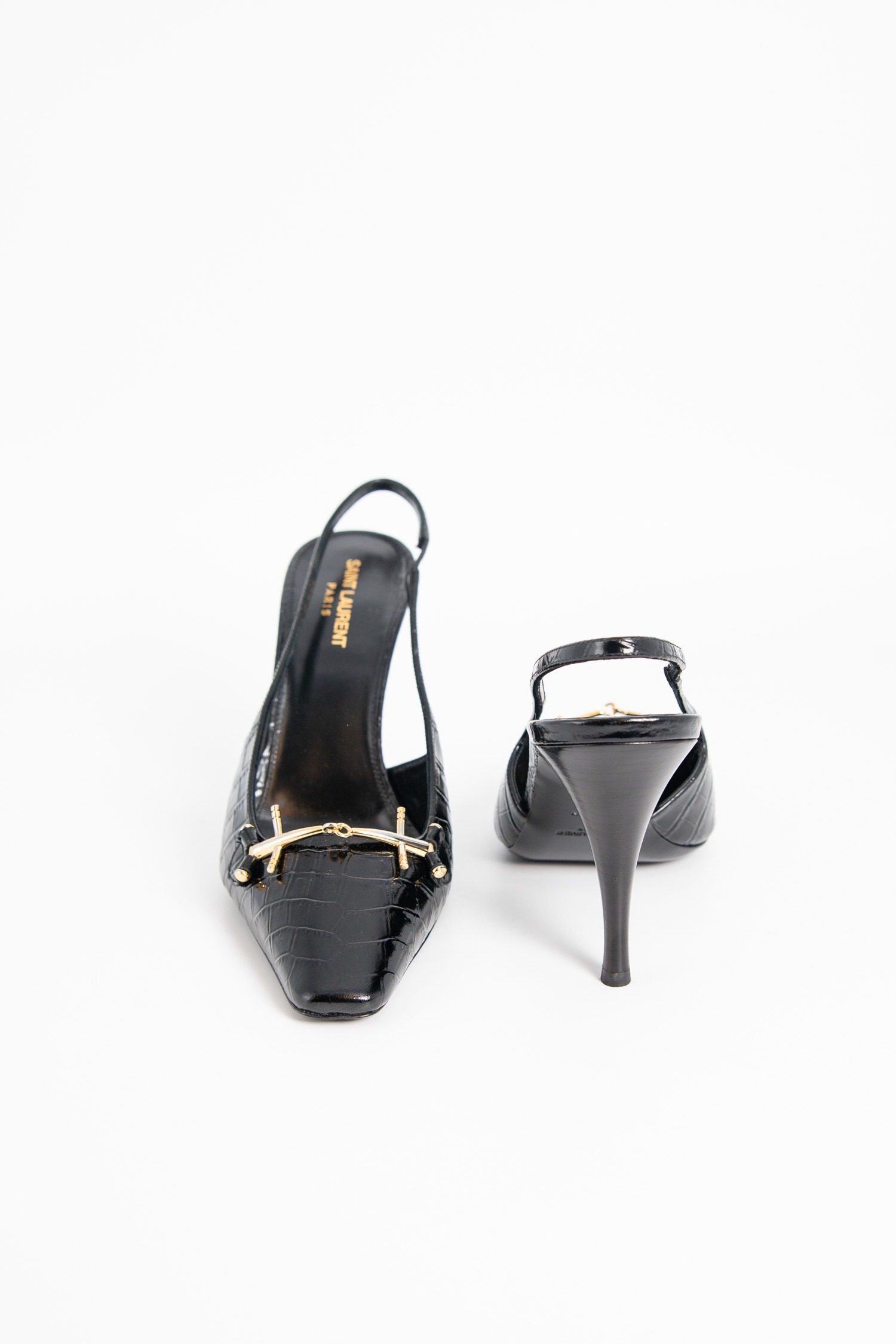 Thumbnail of http://Saint%20Laurent%20Blade%20Slingbacks%20in%20Kroko-%20Optik