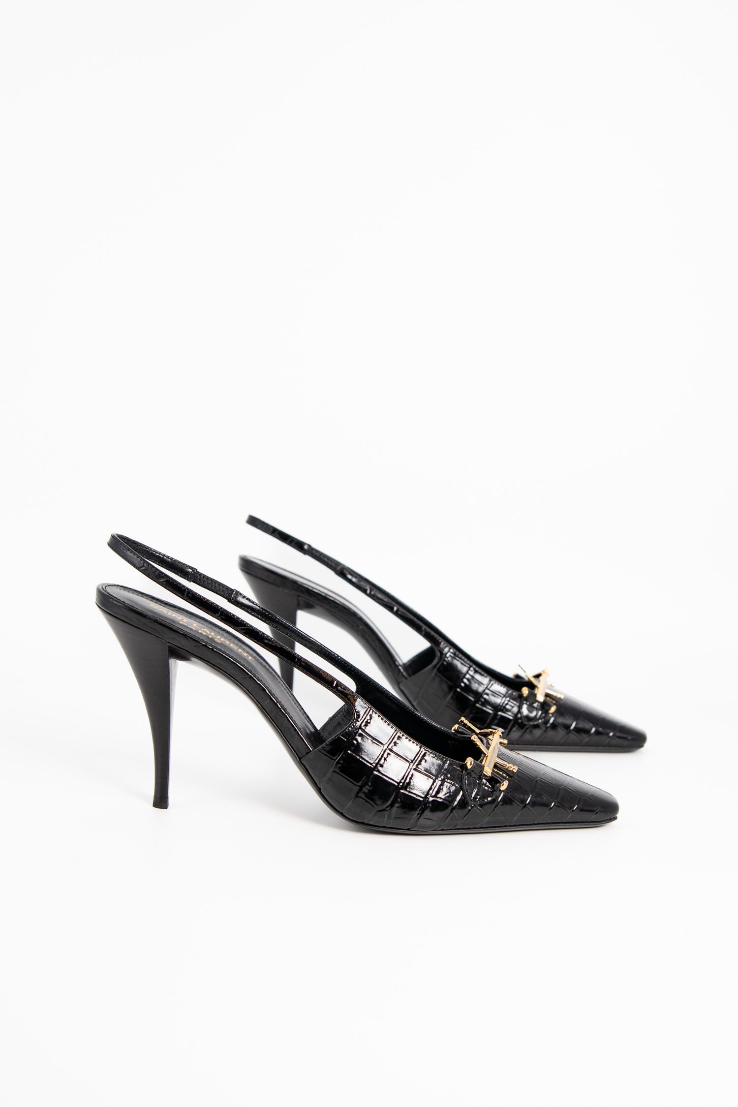 Thumbnail of http://Saint%20Laurent%20Blade%20Slingbacks%20in%20Kroko-%20Optik