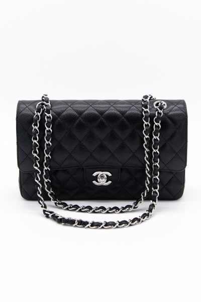 Chanel "Flap Bag" Schultertasche in Schwarz