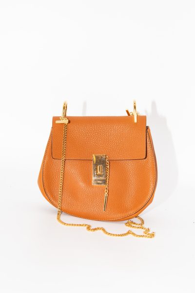 Chloé "Medium Drew" Umhängetasche in Cognac